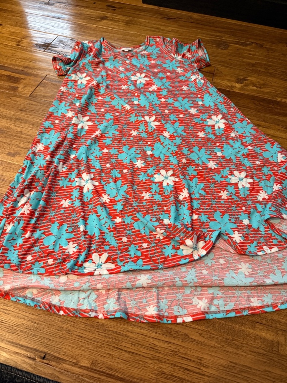 LuLaRoe Red & Turquoise Floral Dress